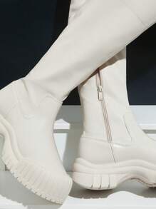 SHUZIA Botas altas de muslo de suela gruesa con estiramiento, para Año Nuevo, Día de San Valentín y fiestas