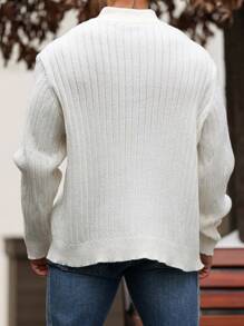 Manfinity Homme Plus Size Men Casual Solid Color Stand Collar Sweter Jesień/Zima