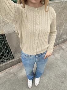 Forever 21 Trang phục nữ Trang phục nữ Áo len Cardigan Homecoming Váy nữ mùa thu Quần áo mùa thu Áo có tay Áo sơ mi mùa thu Áo len Áo mùa đông Quần áo nữ - Màu be - Xem 4