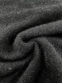 SHEIN MOOSTA Áo len dệt kim cổ khoét lỗ khoét ngọc trai giả cỡ lớn dành cho nữ tay dài thanh lịch, thường ngày, thời trang thu đông - màu đen - Xem 4