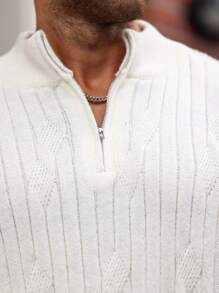 Manfinity Homme Plus Size Men Casual Solid Color Stand Collar Sweter Jesień/Zima