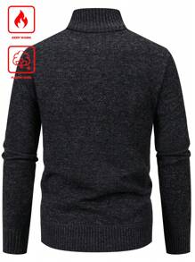 Manfinity Homme Men's New Cardigan Knit Sweater Jacket With Thermal Lined - Black - View 2