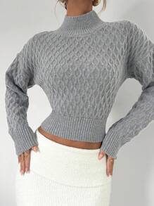 Chiquease Suéter holgado de cuello alto texturizado informal y suelto para mujer para otoño/invierno