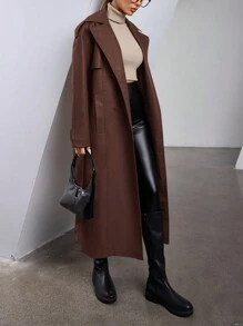 Aveloria Modichic Autumn Fashion Cloak Style Minimalist Design Mid-Length Jacket, Versatile And Stylish - Brown - View 5