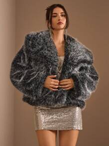 Glamine Women's Dyed Fur Collar Windbreaker Jacket,Winter Outfits, Casual For Daily Wear,Coats For Women Winter