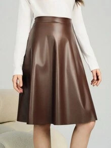 Jupe évasée vintage élégante et minimaliste pour adolescentes, design en PU