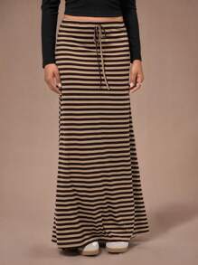 Forever 21 Women's Casual Low Waist Striped Maxi Skirt - Brown - View 4