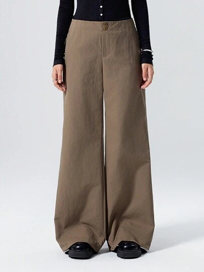 LYSMO 斋月女士纯色宽松休闲阔腿裤