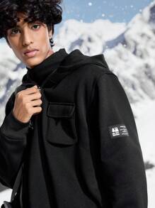 In My Nature Men's Graphic Zip Up Loose Fit Fleece Hoodie,Black Winter Athletic Jacket For Men,Thick Knit Sweatshirt,Outdoor Vacation Outfit,Halloween Gifts - Black - View 3