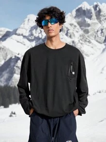 In My Nature Men's Plant Print Round Neck Dropped Shoulder Long Sleeve Outdoor T-Shirt