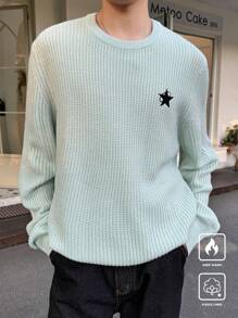 Manfinity CasualKnits Men's Round Neck Minimalist Fashion Casual Knitted Sweater, For Daily Wear - Mint Green - View 3
