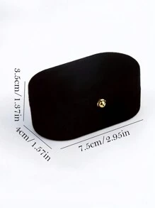 1 件天鹅绒椭圆形戒指盒，戒指盒展示架，适用于婚礼/求婚/订婚/仪式，更宽的插槽可容纳单枚或双枚戒指、耳环、珠宝礼品收纳盒（黑色）情人节 - 黑色 - 查看 4