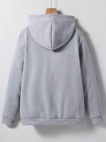 SHEIN Teen Boy All-Match Solid Color Versatile Hooded Zip-Up Sweatshirt