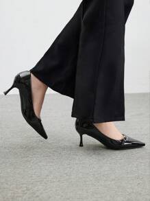 CUCCOO BIZCHIC Zapatos de tacón alto puntiagudos de color negro, estilo sexy, adecuados para ir al trabajo, citas, fiestas y otras ocasiones como Año Nuevo, Día de San Valentín - Negro - Ver 4