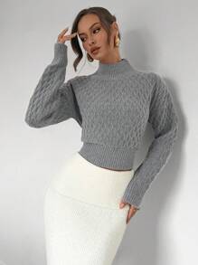 Chiquease Suéter holgado de cuello alto texturizado informal y suelto para mujer para otoño/invierno