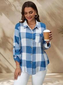 EMERY ROSE Plus Size Women's Multi-Color Plaid Cardigan Casual Long Sleeve Shirt,Winter Clothes For Women