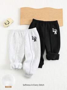 Cozy Pixies Quần Jogger lưng thun in chữ cho bé trai 2 món/bộ - Nhiều màu - Xem 1