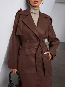 Aveloria Modichic Autumn Fashion Cloak Style Minimalist Design Mid-Length Jacket, Versatile And Stylish - Brown - View 4