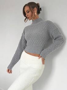 Chiquease Suéter holgado de cuello alto texturizado informal y suelto para mujer para otoño/invierno