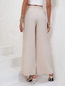 SHEIN Frenchy Solid Wide Leg Trousers - Apricot - View 2
