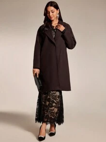 Modelyn Women's Solid Color Lapel Collar Long Sleeve Loose Elegant Jacket, Autumn/Winter