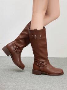 CUCCOO BIZCHIC 女士复古休闲棕色过膝靴