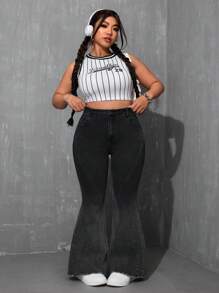 SHEIN EZwear Jeans de mezclilla casuales de talla grande, sencillos y de moda para uso diario