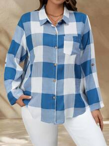 EMERY ROSE Plus Size Women's Multi-Color Plaid Cardigan Casual Long Sleeve Shirt,Winter Clothes For Women
