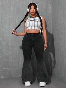 SHEIN EZwear Jeans de mezclilla casuales de talla grande, sencillos y de moda para uso diario