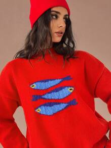 Forever 21 New Years Red Women Sweater Winter Knitted Women Cute Sweater - Red - View 1