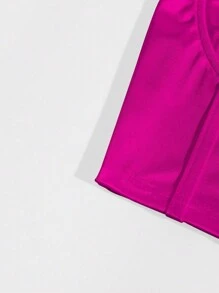 Chiquease Solid Bustier Crop Cami Top - Hot Pink - View 4