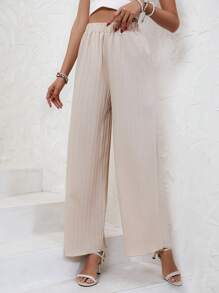 SHEIN Frenchy Solid Wide Leg Trousers - Apricot - View 3