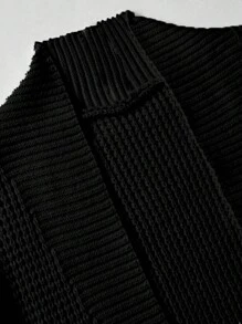 Men's Solid Color Casual Versatile Knitted Long Sleeve Cardigan Sweater - Black - View 4