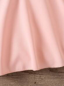 SHEIN Glamorique Kids Vestido de niña de manga abullonada transparente, elegante con lunares, ajustado a la cintura, adecuado para primavera, otoño y verano - Rosa Pálido - Ver 6