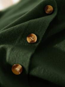 CosyJoli Women Plus Size Casual All-Match Solid Color Cardigan, Versatile, Spring - Army Green - View 6