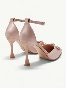 CUCCOO CHICEST Pointed Toe Thin High Heel Rhinestone Embellished Closed Toe Sandals, Fashionable And Versatile For And Vibe And Spring Shoes Spring Break Easter - Baby Pink - View 7