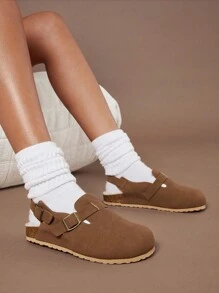 SHUZIA Women's Mule Flats Slip-On Furry Slippers New Year Holiday Valentine Gifts Summer Shoes Valentines - Camel - View 3