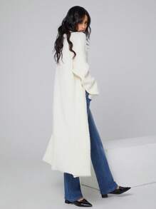 Easelle Women's Solid Color Casual Long Sleeve Cardigan - Apricot - View 2