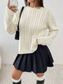 Calvaya Popular Loose Fit Round Neck Long Sleeve Knitted Warm Bowknot Sweater For Women, Color, Autumn/Winter