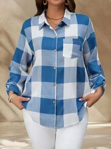 EMERY ROSE Plus Size Women's Multi-Color Plaid Cardigan Casual Long Sleeve Shirt,Winter Clothes For Women