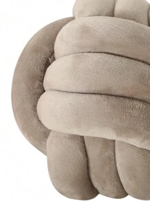 1入組水晶絨打結球枕頭裝飾，適用於沙發、窗座和客廳 - 卡其色 - 查看 6