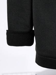 Bộ 2 chiếc/bộ áo nỉ trùm đầu và quần nỉ họa tiết ngụy trang thường ngày cho bé trai tuổi teen, thích hợp mặc khi đi làm, đi học, thường ngày, đi chơi ở trường, thể thao, mùa thu đông - màu đen - Xem 3