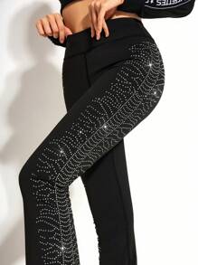 Cheerettes Strass-Verzierte Damen Sport Leggings für Tanztraining & Cheerleader Bühne