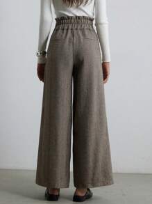 Aveloria Modichic Retro Vintage Chic Commuter Cinched Waist Plaid Wide Leg Pants 