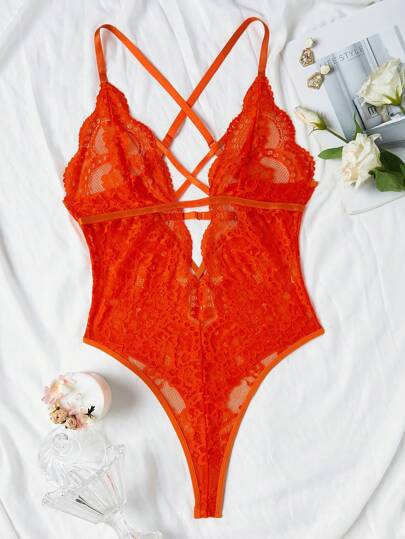 Seduluxe Bloemen Kanten Crisscross Teddy Bodysuit Lingerie view 6