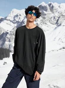 In My Nature Men's Plant Print Round Neck Dropped Shoulder Long Sleeve Outdoor T-Shirt