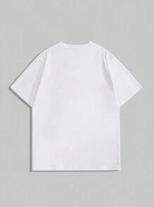 ROMWE MEN Street Life Men's Alien Print Short Sleeve T-Shirt, Suitable For Everyday Wear In Spring/Summer