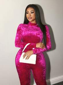 BamGleam Fashionable Solid Color Stand Collar Jumpsuit, Autumn/Winter