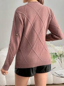 SHEIN Suéter tejido de maternidad, jerséy holgado de cuello redondo cálido y casual para mujeres embarazadas, otoño/invierno