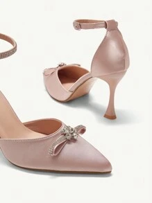 CUCCOO CHICEST Pointed Toe Thin High Heel Rhinestone Embellished Closed Toe Sandals, Fashionable And Versatile For And Vibe And Spring Shoes Spring Break Easter - Baby Pink - View 5